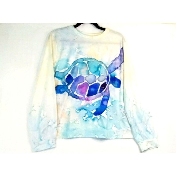Sweatshirt Long Sleeve Crew Neck Pullover Polyester Sea Turtle Soft Slinky Sea - Picture 1 of 5